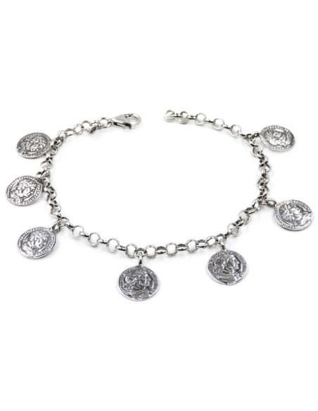 925er Sterlingsilber Armband mit Römischen Sesterze-Münzen 