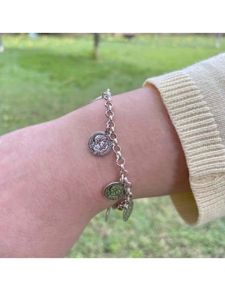 925er Sterlingsilber Armband mit Römischen Sesterze-Münzen 