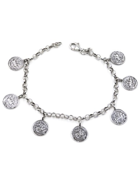 925er Sterlingsilber Armband mit Römischen Sesterze-Münzen 