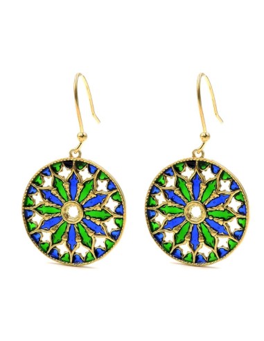 Gold Plated Solid Silver Rose Window Earrings 