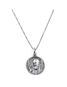 Saint Pio Round Medal Necklace 