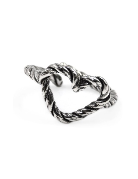 Sterling Silver Heart Rope Ring 