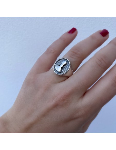 Ovaler Chevalier-Ring San Gennaro aus 925er Sterlingsilber