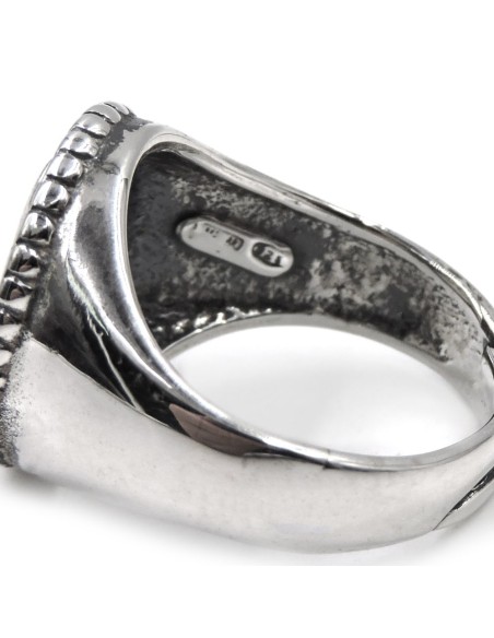 Ovaler Chevalier-Ring San Gennaro aus 925er Sterlingsilber