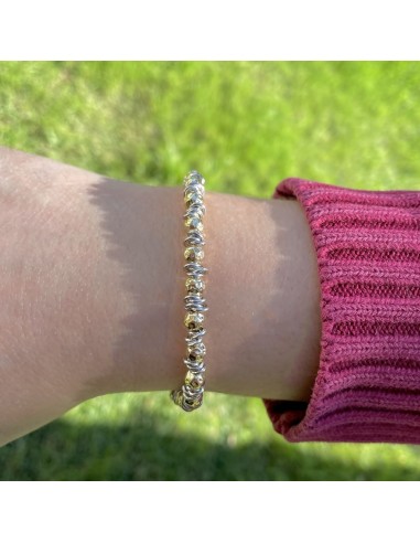 Sterling Silver Golden Hammered Spheres Bracelet