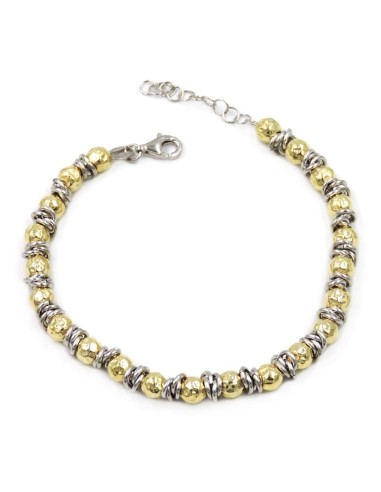 Sterling Silver Golden Hammered Spheres Bracelet