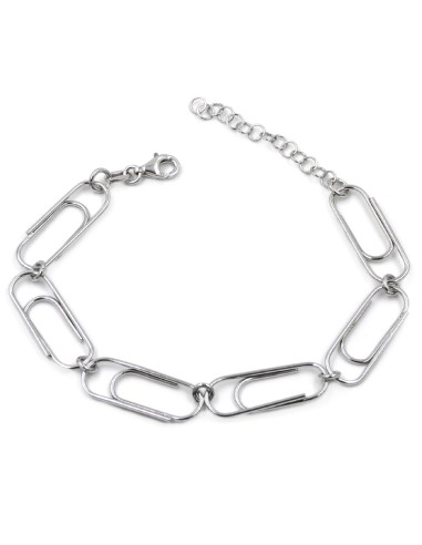 925 Sterling Silver Paper Clips Bracelet