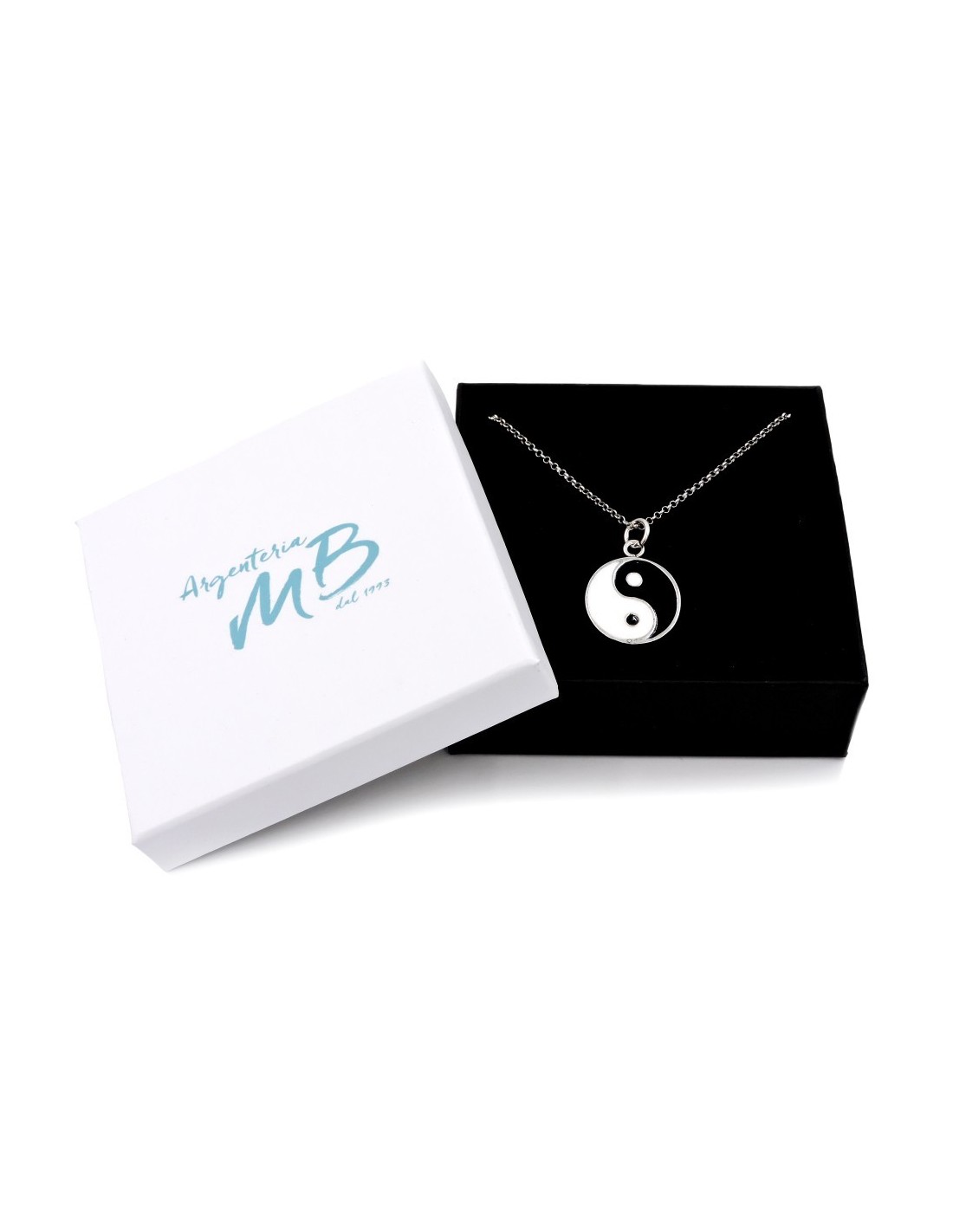 Treasure Bay Collana Donna Argento 925 Con Ciondolo Yin Yang Smaltato - Catena 45 Cm, Gioiello Significativo In Scatola Regalo