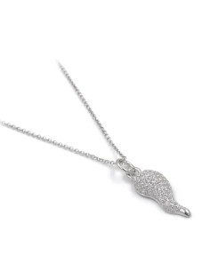 Collana con Corno Portafortuna in Argento 925 e Zirconi...