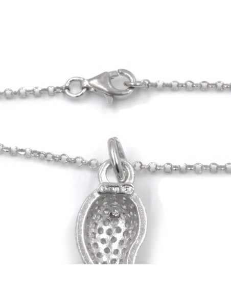 Collana con Corno Portafortuna in Argento 925 e Zirconi Bianchi