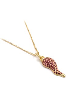 Collana con Corno Portafortuna in Argento 925 Placcato...