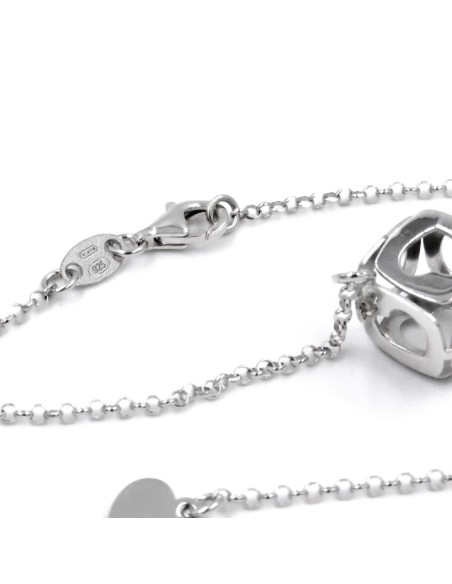 925 Sterling Silver Dice Heart Necklace 