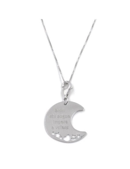 Collana Luna in Argento 925 Solo chi Sogna Impara a Volare