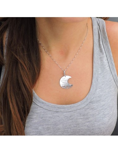 Solid Silver Necklace with Half Moon Pendant 