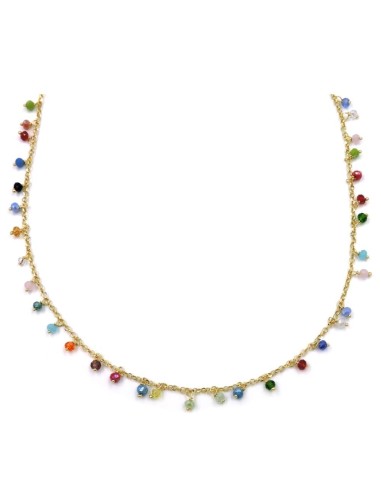 Gold Plated 925 Sterling Silver Necklace with Colored Zircons