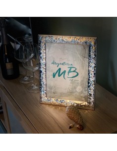 Silver Picture Frame Glossy Creased Effect cm 9 X 13    2