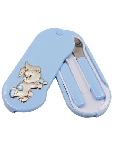 Set Posate per Bambini con Custodia Azzurra Coniglietto 