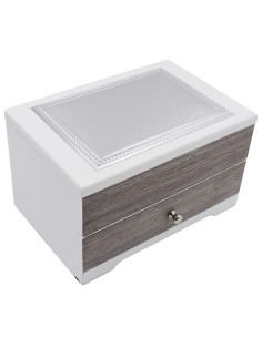 White Wooden Jewelry Box with Mirror and Silver Cover 2
