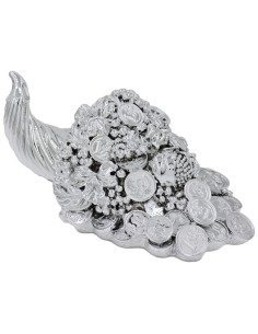Cornucopia con Monete e Frutta in Laminato Argento  2