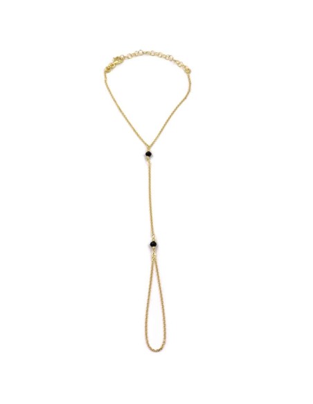 Baciamano in Argento 925 Placcato Oro con Pietre Nere