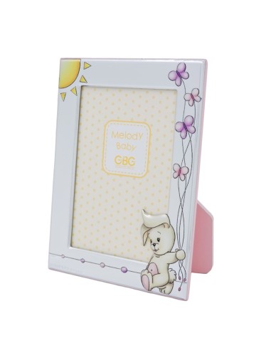 Portafoto Bimba Coniglietto con Farfalle in Argento 9 x 13 