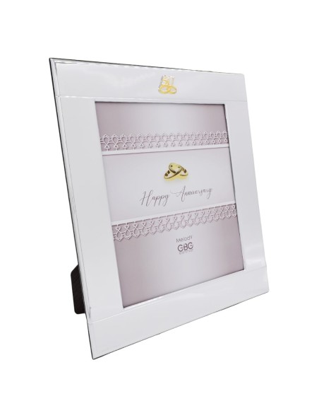 Bilderrahmen zum 50 Hochzeitstag 20x25 PVD Silberner Eheringrahmen