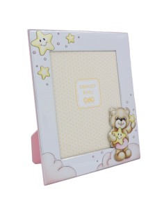 Baby Girl Bear With Stars Silver Picture Frame 5 x 7