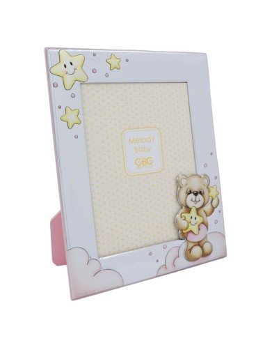Baby Girl Bear With Stars Silver Picture Frame 5 x 7