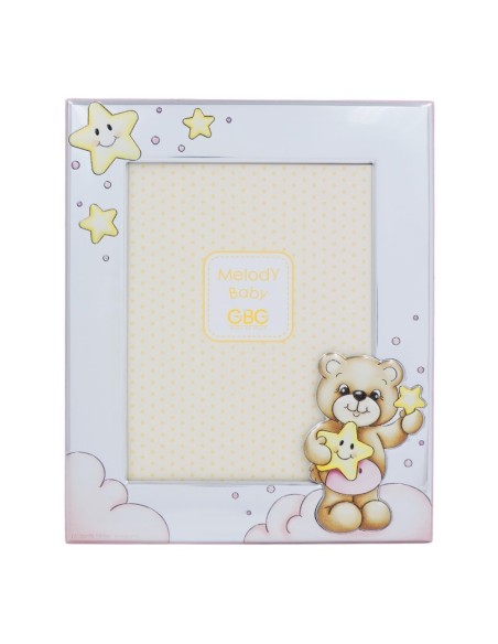 Portafoto Bambina Orsetto con Stelle in Argento 13 x 18 