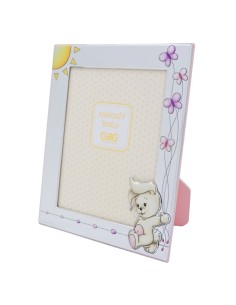 Rabbit With Butterflies Silver Picture Frame Pink 5 x 7