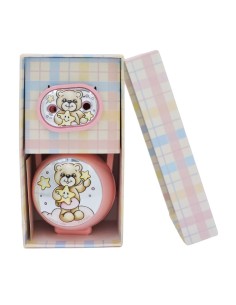 Porta Ciucciotto con Box Rosa Inserti in Argento PVD con...