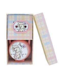 Porta Ciucciotto con Box Rosa Inserti in Argento PVD con...