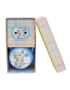 Porta Ciucciotto con Box Azzurro Inserti in Argento PVD...