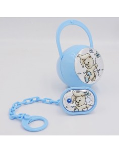 Porta Ciucciotto con Box Azzurro Inserti in Argento PVD... 2