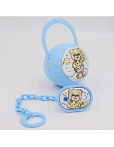 Porta Ciucciotto con Box Azzurro Inserti in Argento PVD... 2
