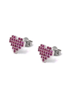 Heart Pixel Earrings made of 925 Sterling Silver and Pink...