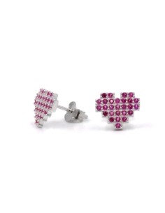 Heart Pixel Earrings made of 925 Sterling Silver and Pink... 2