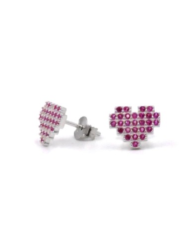 Orecchini Cuore Pixel in Argento 925 con...