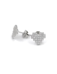 Heart Pixel Earrings made of 925 Sterling Silver and Pink... 2