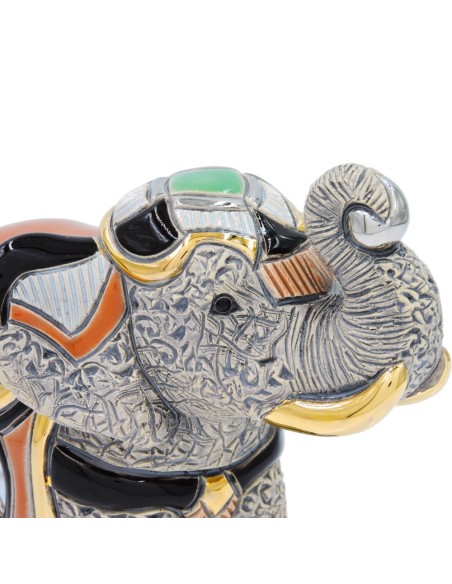 Elefante Asiatico Scultura in Ceramica 