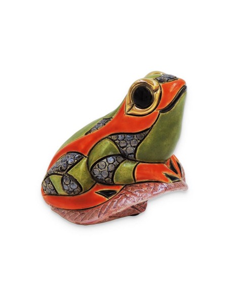 Frosch auf Blatt Keramikskulptur