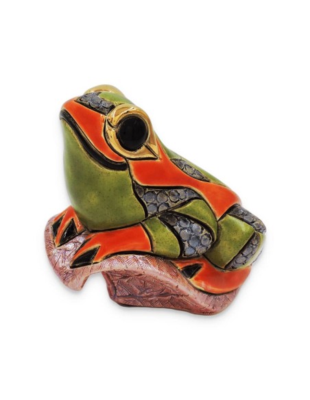 Frog On Leaf Ceramic Sculpture 