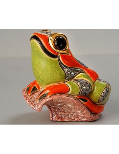 Frog On Leaf Ceramic Sculpture 