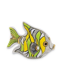 Pesce Angelo Verde Scultura in Ceramica 