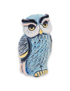 Gufo Turchese Scultura in Ceramica 