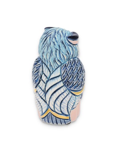 Gufo Turchese Scultura in Ceramica 