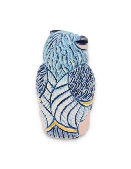 Gufo Turchese Scultura in Ceramica 