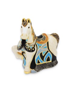 Cavallo Reale Blu Scultura in Ceramica 