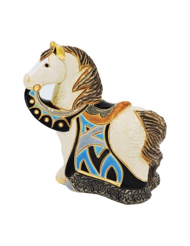 Blue Royal Horse Ceramic Sculpture 