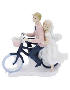 Just Married on Bike Fine Porcelain Sculpture 